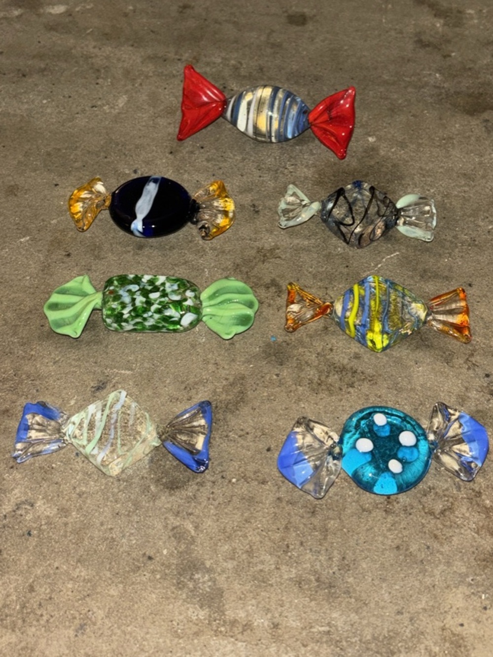 Vintage Set Of 7 Murano Itilian Art Glass Candies Lot #1